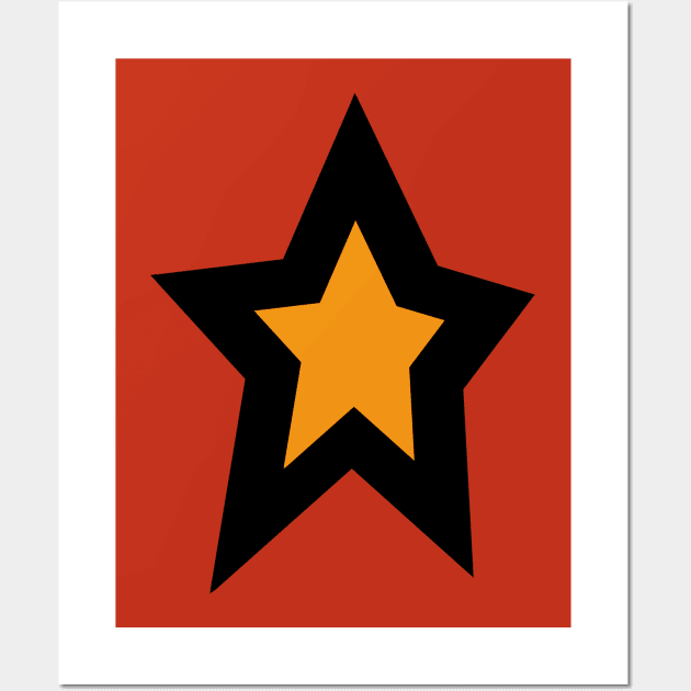 Gold Star Thick Black Line Wall Art by ellenhenryart